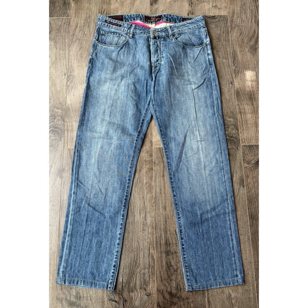 Pantaloni Torino PT05 Men’s Jeans W34 X L29.5 Medium Wash Pink Tie Dye Inside